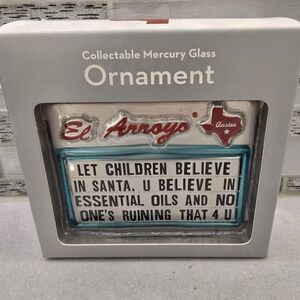 El Arroyo Mercury Glass Ornament Santa Essential Oils Collectible Austin Texas